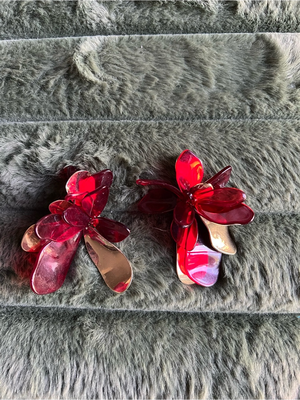 Bold Red Floral Statement Earrings